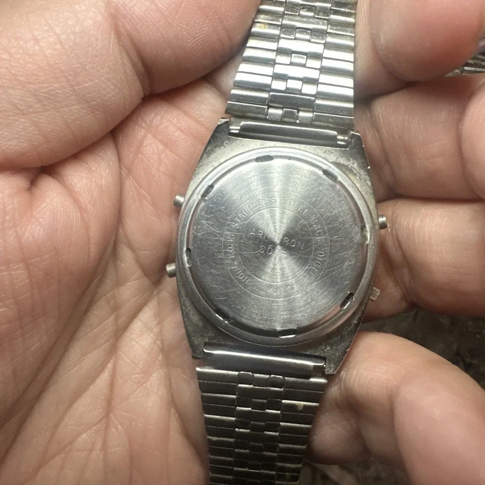 Vintage Armitron LCD Mens Watch New Battery Working But Missing Segments 34mm 7